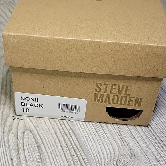 Steve Madden Nonii Black Pearl Embellished Studded Flat Sandals Womens 10 NEW - Picture 13 of 14